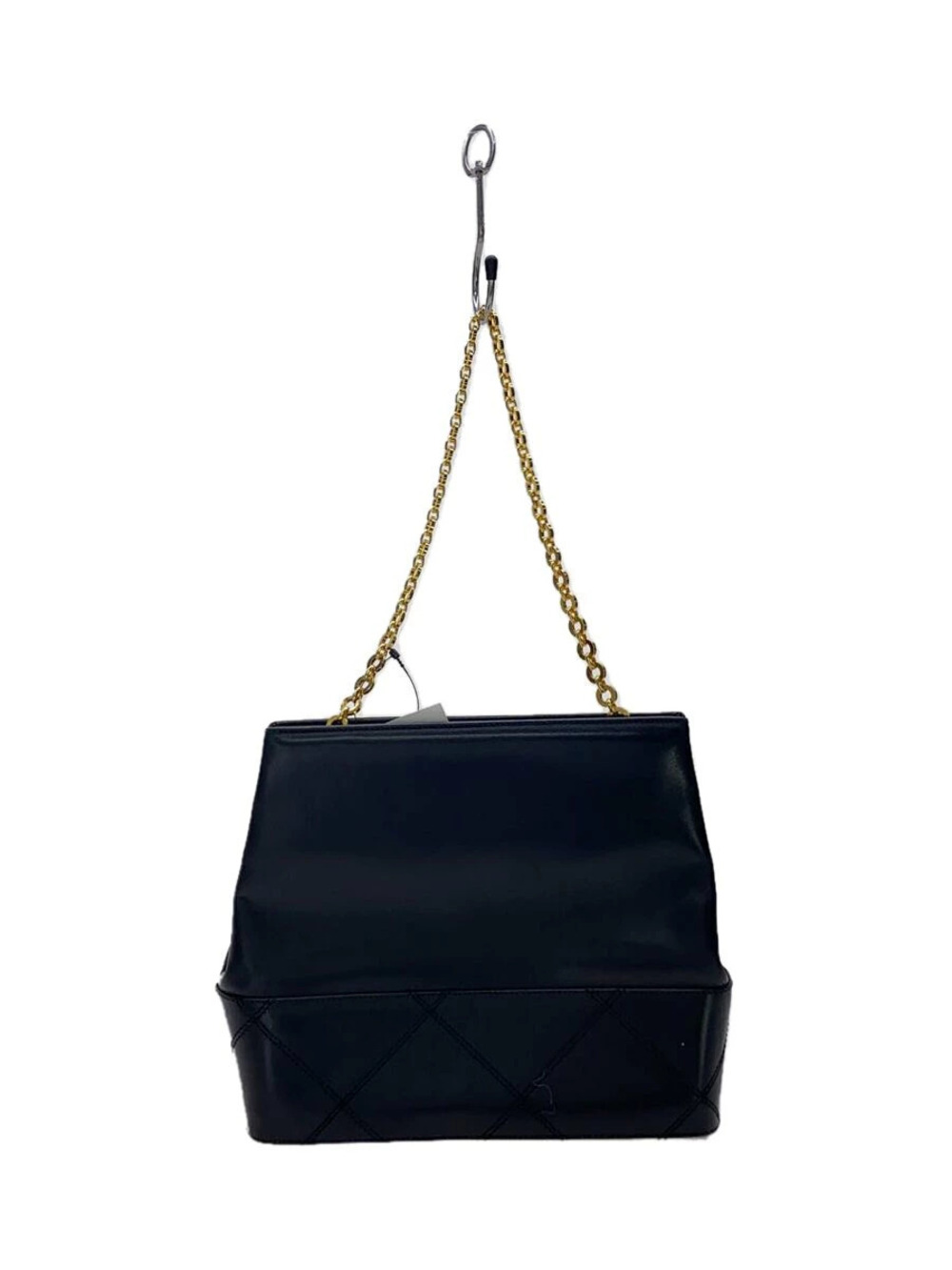 Salvatore Ferragamo Gold Chain Hobo Bag Handbag Leather Black Solid